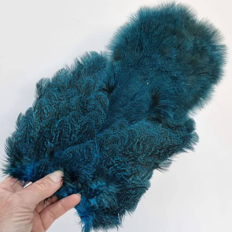 Whiting Coq de Leon Hen Soft Hackle with Chickabou in Speckled Kingfisher Blue-5